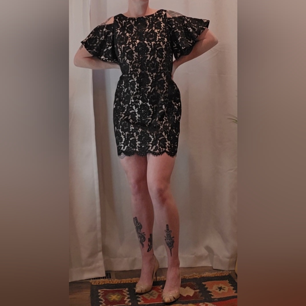 Black lacy sleeved dress